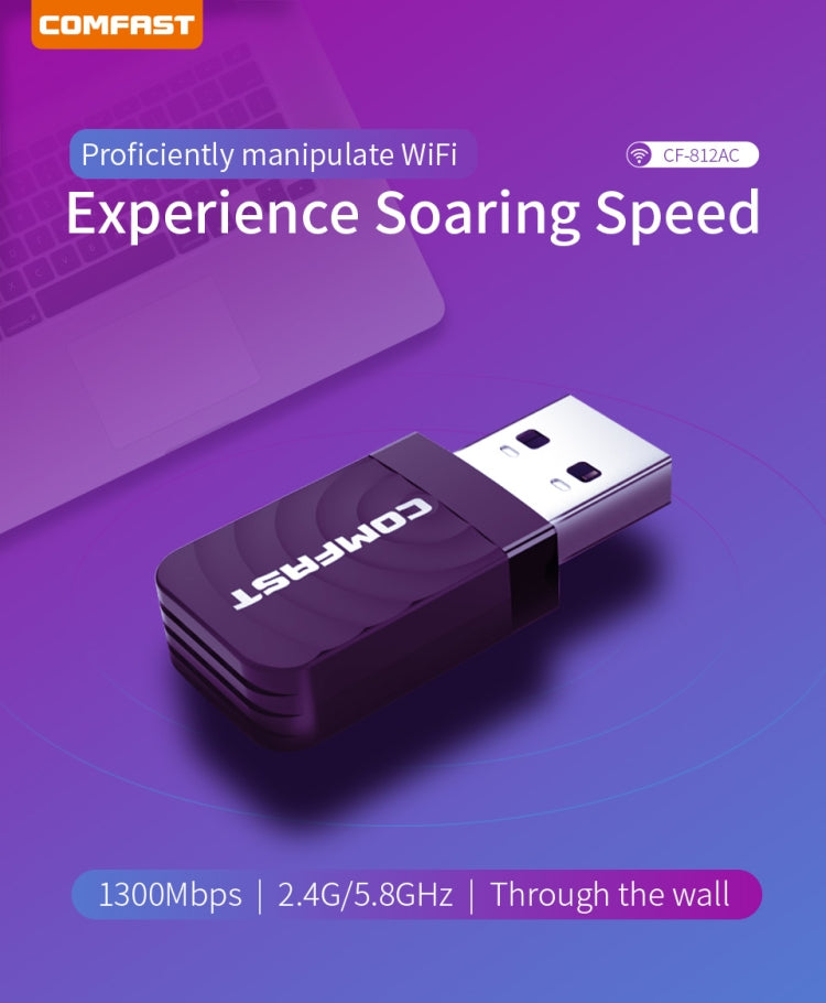 COMFAST CF-812AC 1300 Mbps Dual Band Mini USB WiFi Adapter - free shipping - PMC Jewellery - Order now!