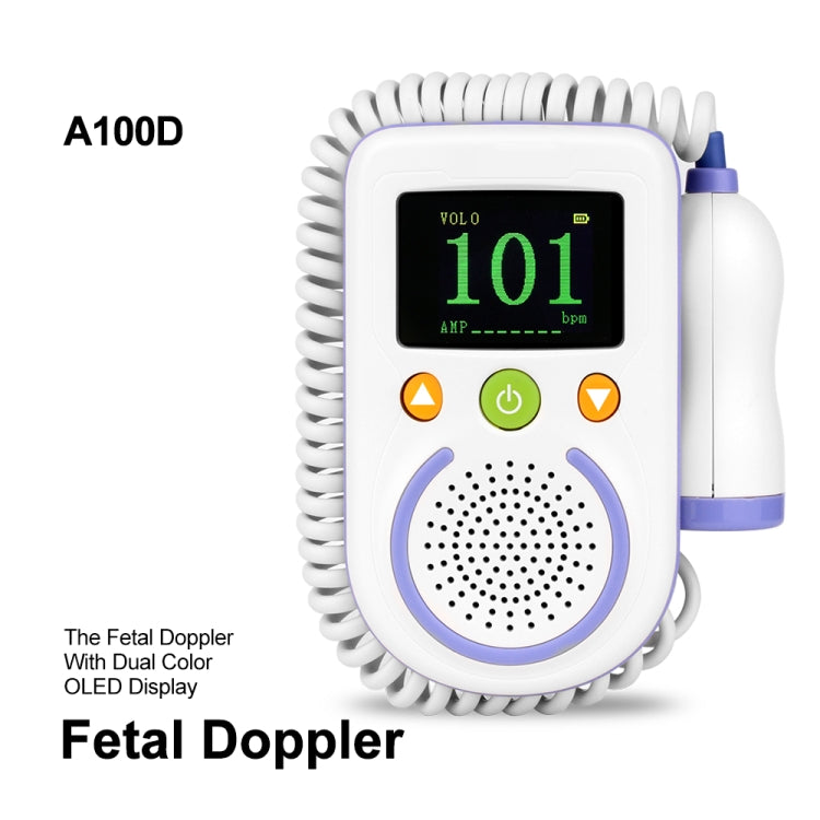 A100D Digital Fetal Doppler Ultrasound Sound Baby Heartbeat Detector Monitor Rechargeable Prenatal Pocket Fetal Doppler Stethoscope