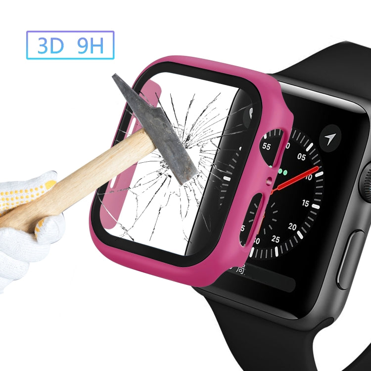 ENKAY Hat-prince Full Coverage PC Case + Tempered Glass Protector for Apple Watch Series 5 / 4 44mm(Rose)