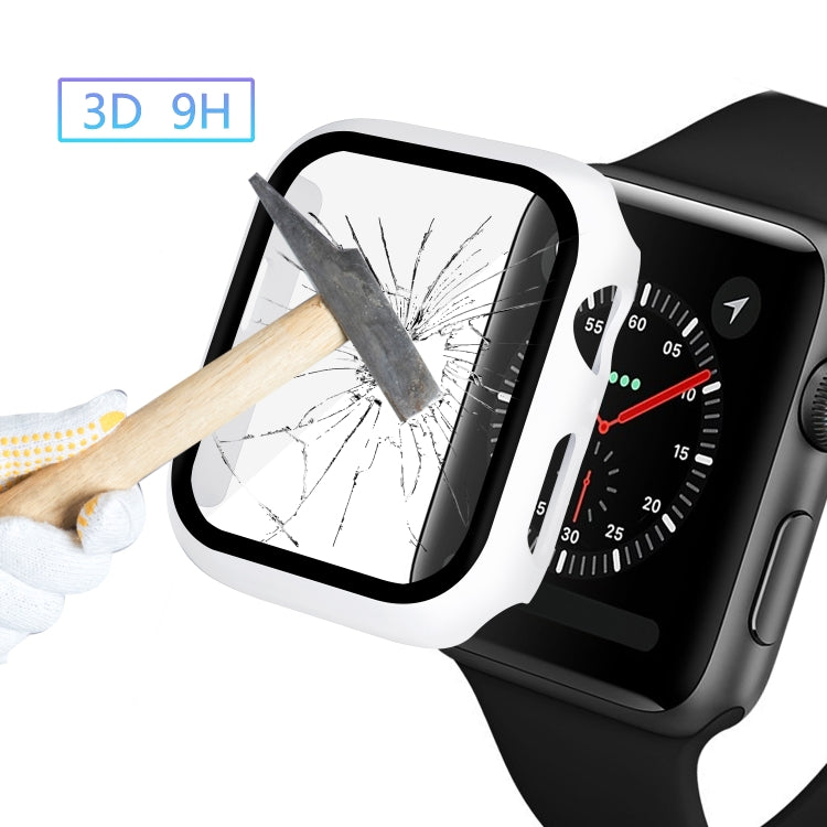 ENKAY Hat-prince Full Coverage PC Case + Tempered Glass Protector for Apple Watch Series 5 / 4 44mm(White)