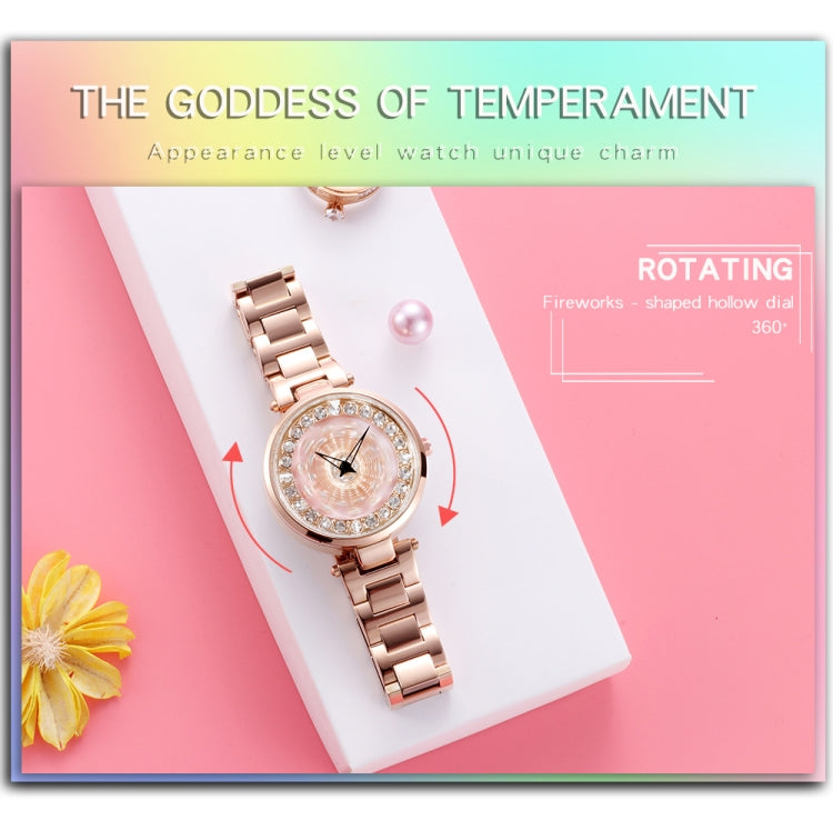 SANDA 1017 Lady Watch All Over The Sky Star 360 Degree Rotating Watch Diamond Steel Band Women Watch(Black) - Alloy Watches by SANDA | Online Shopping South Africa | PMC Jewellery | Buy Now Pay Later Mobicred