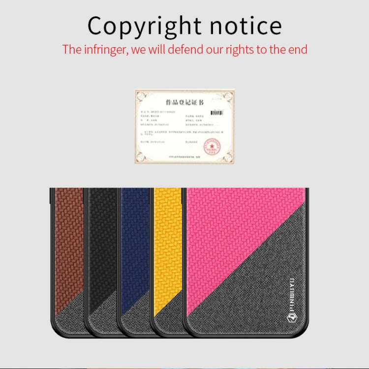 For Motorola Moto E6 Play PINWUYO Rong Series Shockproof PC + TPU+ Chemical Fiber Cloth Protective Cover(Blue) - Motorola Cases by PINWUYO | Online Shopping South Africa | PMC Jewellery | Buy Now Pay Later Mobicred