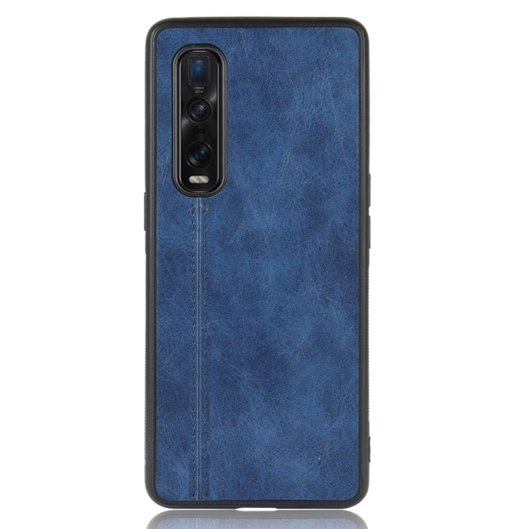 For Oppo Find X2 Pro Regular Version Shockproof Sewing Cow Pattern Skin PC + PU + TPU Case(Blue)