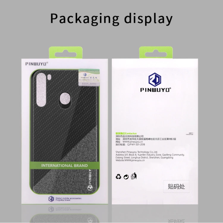 For Galaxy A21 PINWUYO Rong Series Shockproof PC + TPU+ Chemical Fiber Cloth Protective Cover(Brown) - Galaxy Phone Cases by PINWUYO | Online Shopping South Africa | PMC TechLife | Buy Now Pay Later Mobicred