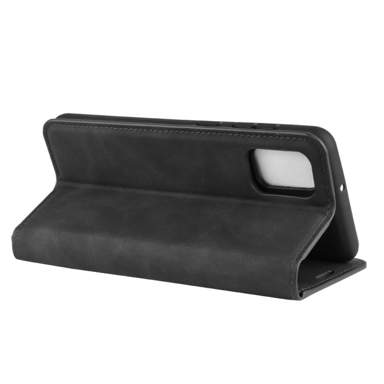 For Galaxy A31 Retro-skin Business Magnetic Suction Leather Case with Holder & Card Slots & Wallet(Black)