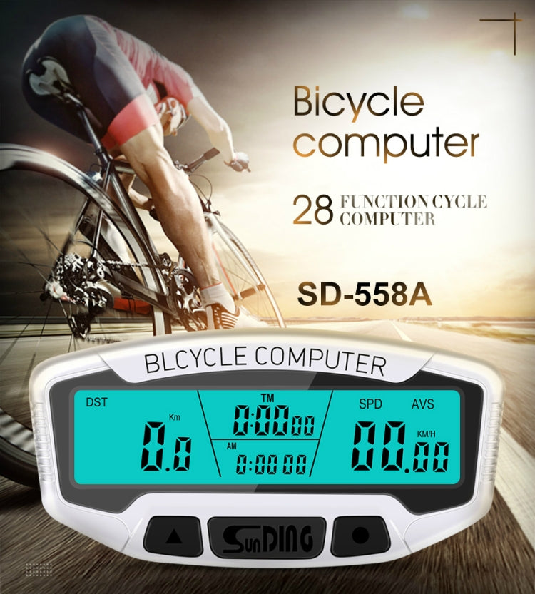 SUNDING SD-558A Bicycle Computer Wired Stopwatch Bicycle Speedometer Digital Odometer Rainproof LCD Backlight Stopwatch