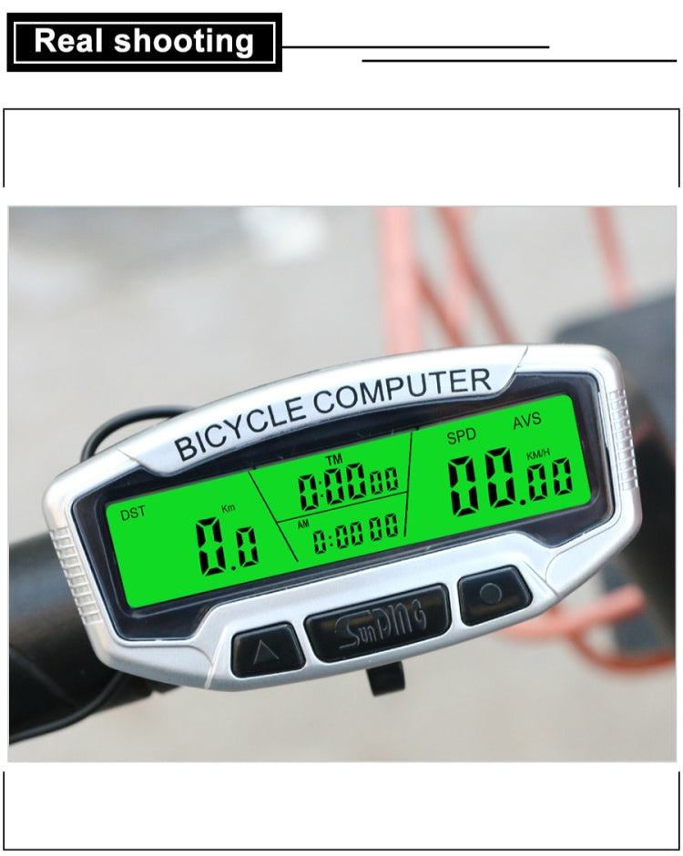 SUNDING SD-558C Bicycle Computer Wireless Digital LCD Backlight Road Speedometer Stopwatch Speedometer - Speedometers by SUNDING | Online Shopping South Africa | PMC Jewellery | Buy Now Pay Later Mobicred