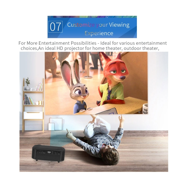 A2000 Portable Projector 800 Lumen LCD Home Theater Video Projector, Support 1080P, US Plug (White)