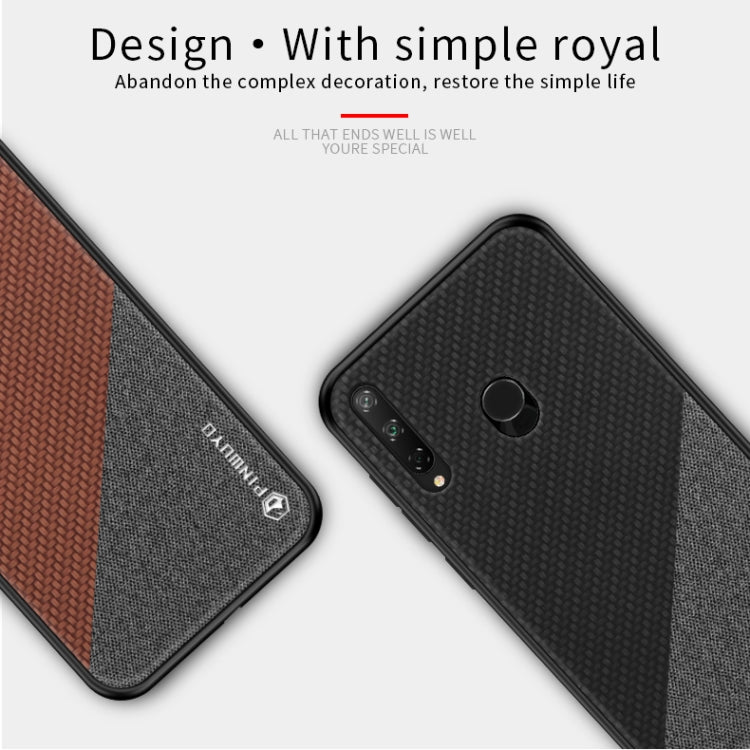 For Huawei Y7P/P40Lite E/Honor9C PINWUYO Rong Series Shockproof PC + TPU+ Chemical Fiber Cloth Protective Cover(Blue)