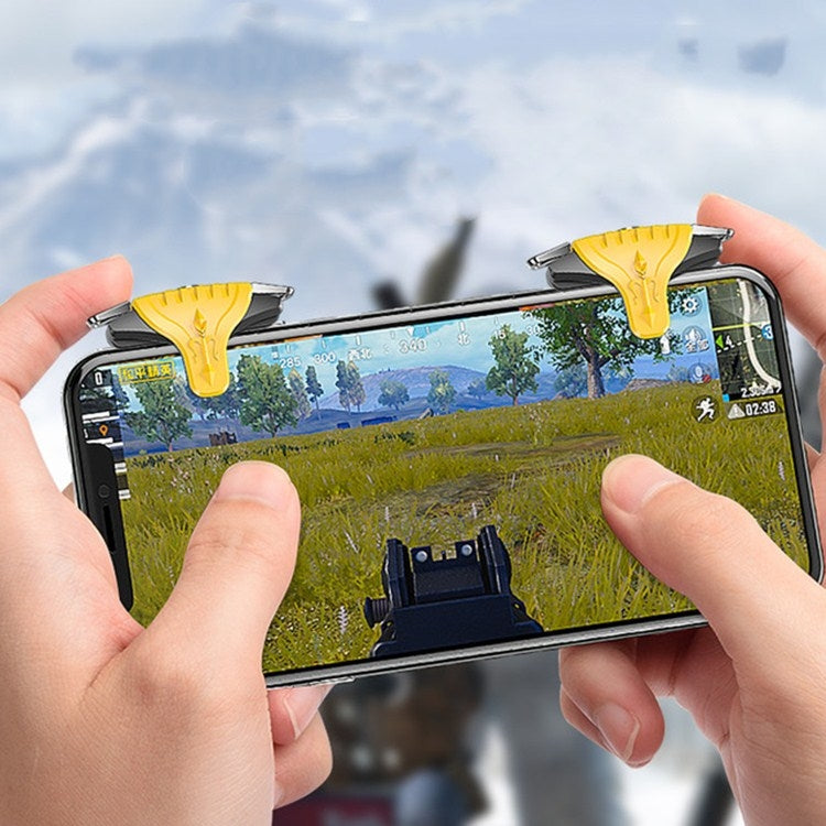 2 Pairs F01 Electroplating Mechanical Shaft Bidirectional Button Auxiliary Shooting Game Handle for Mobile Phones within The Thickness of 6.1-12.0mm(Black) - Handle Shooter by PMC TechLife | Online Shopping South Africa | PMC TechLife | Buy Now Pay Later Mobicred