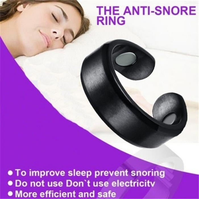 Acupressure Anti Snore Ring Treatment Reflexology Anti Snoring Apnea Sleeping Device(Black) - free shipping - PMC Jewellery - Order now!