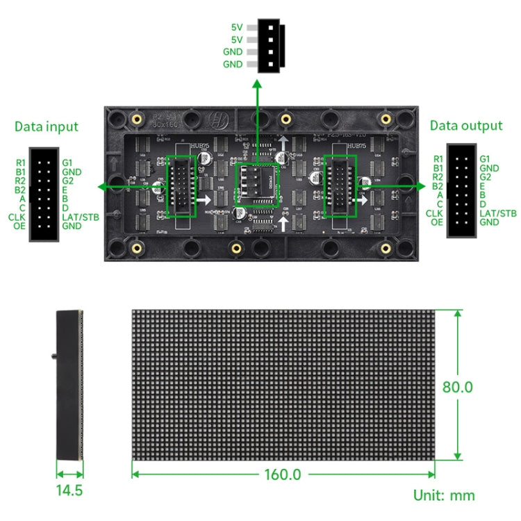 Waveshare RGB Full-color LED Matrix Panel, 2.5mm Pitch, 64x32 Pixels, Adjustable Brightness, 23707