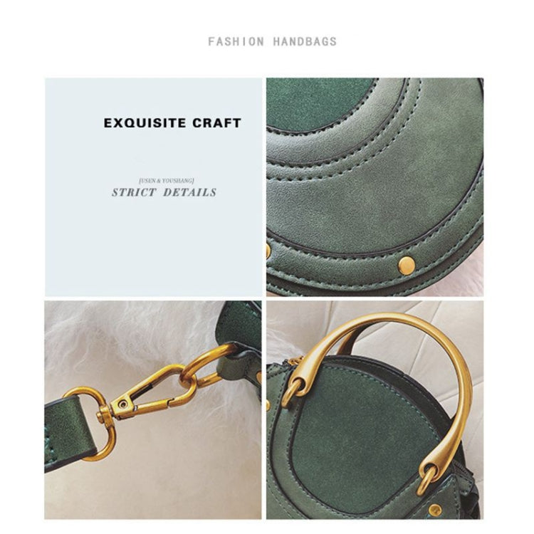 Circular Scrub PU Leather Women Bags Retro Handbag Shoulder Mini Bag(Green)
