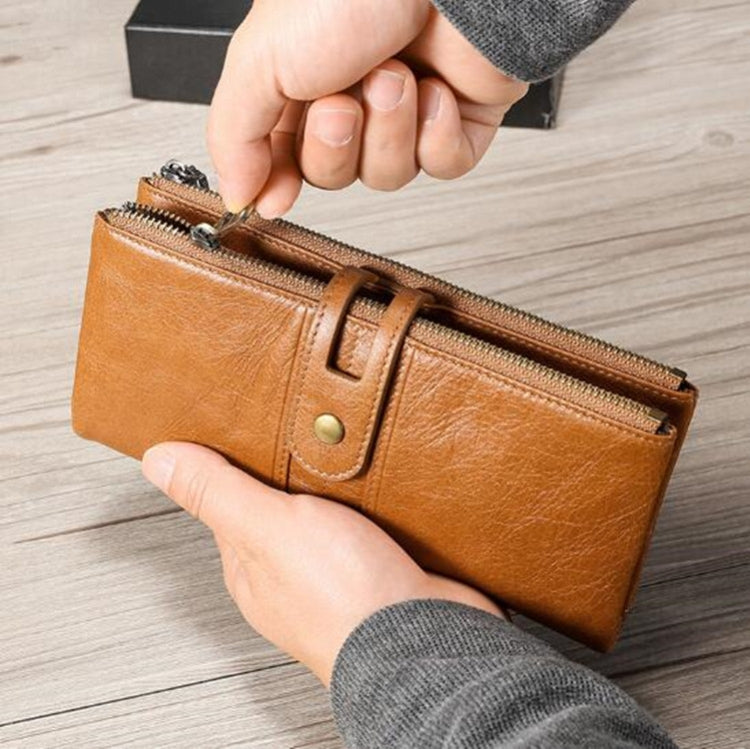 Ladies Genuine Leather Long Wallet Anti-theft Card Bag Multifunctional Clutch Bag(Brown) - free shipping - PMC Jewellery - Order now!