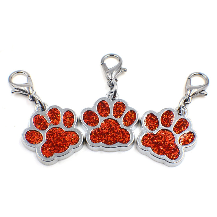 10 PCS Enamel Cat Dog Bear Paw Prints Key Chain Jewelry Making(Red)