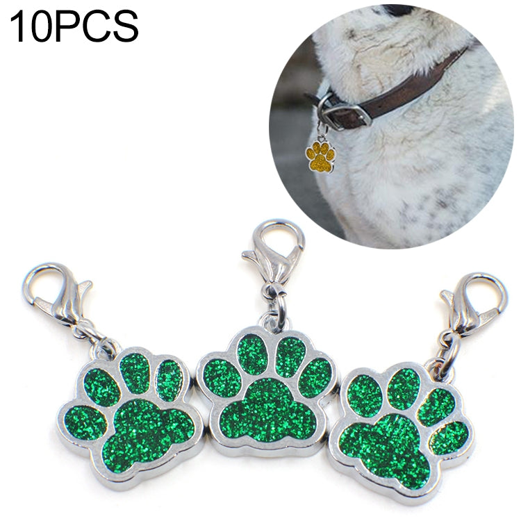 10 PCS Enamel Cat Dog Bear Paw Prints Key Chain Jewelry Making(Dark Green)
