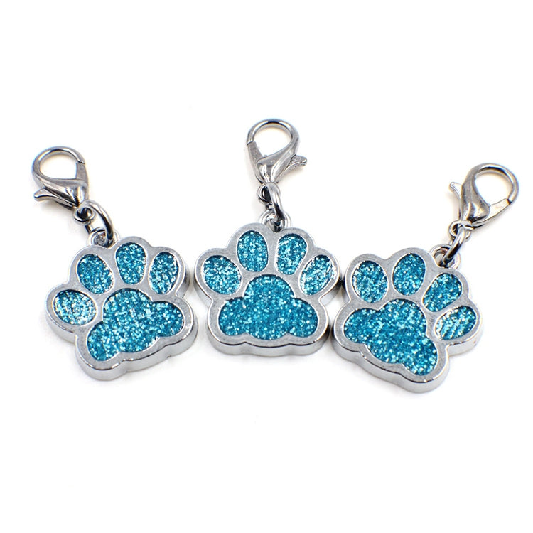 10 PCS Enamel Cat Dog Bear Paw Prints Key Chain Jewelry Making(Light Blue)