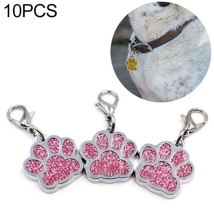 10 PCS Enamel Cat Dog Bear Paw Prints Key Chain Jewelry Making(Pink)