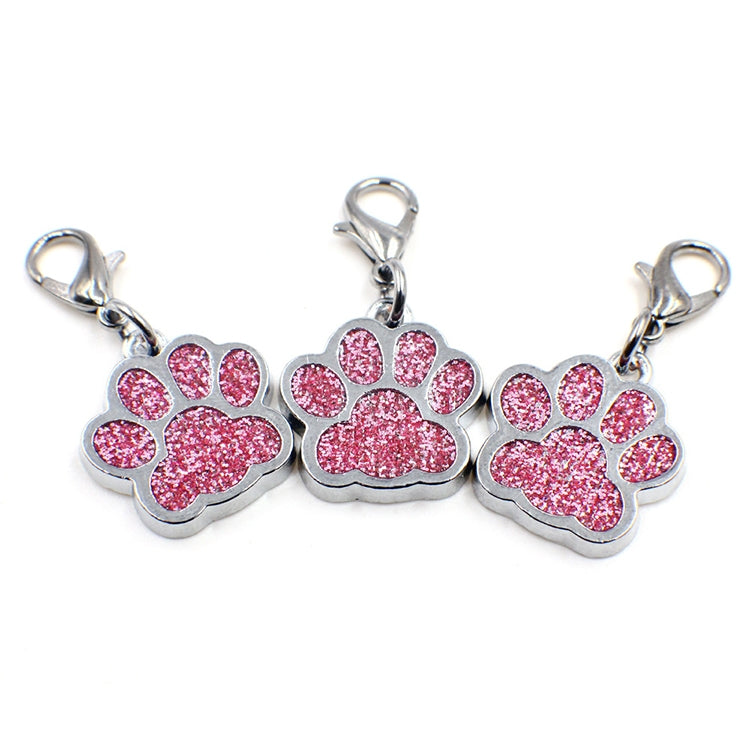 10 PCS Enamel Cat Dog Bear Paw Prints Key Chain Jewelry Making(Pink)
