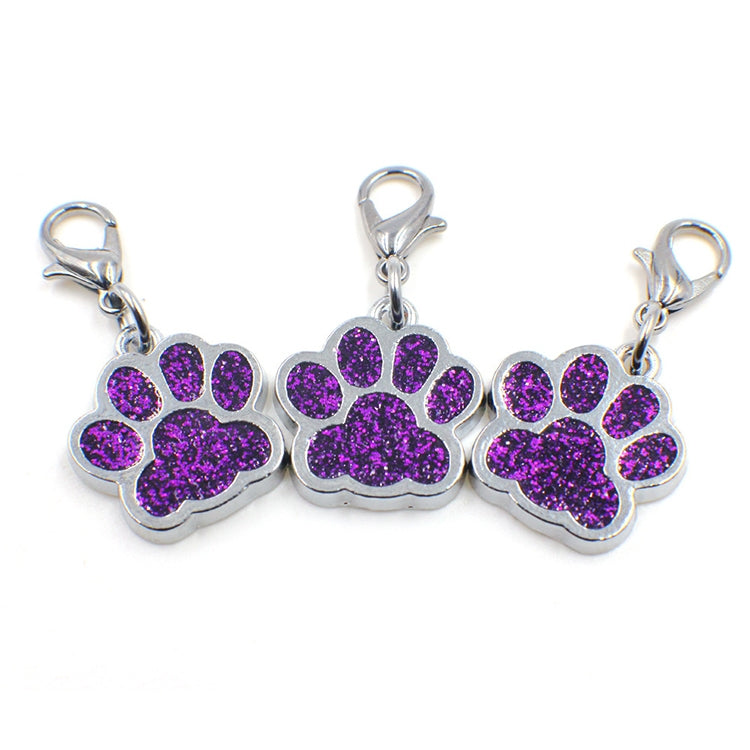 10 PCS Enamel Cat Dog Bear Paw Prints Key Chain Jewelry Making(Dark Purple)