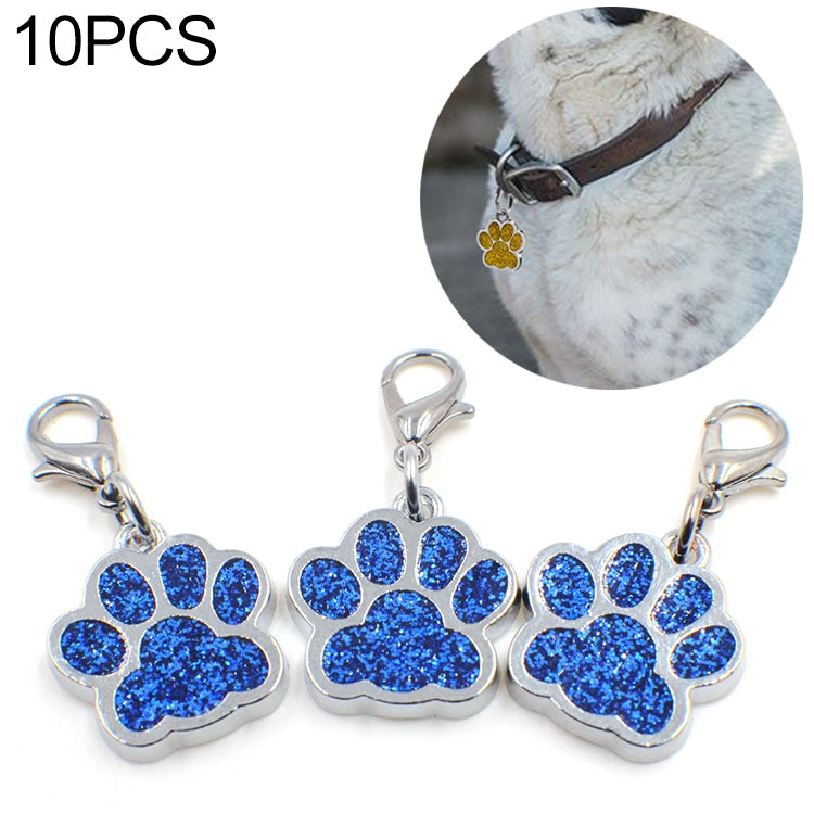 10 PCS Enamel Cat Dog Bear Paw Prints Key Chain Jewelry Making(Dark Blue)