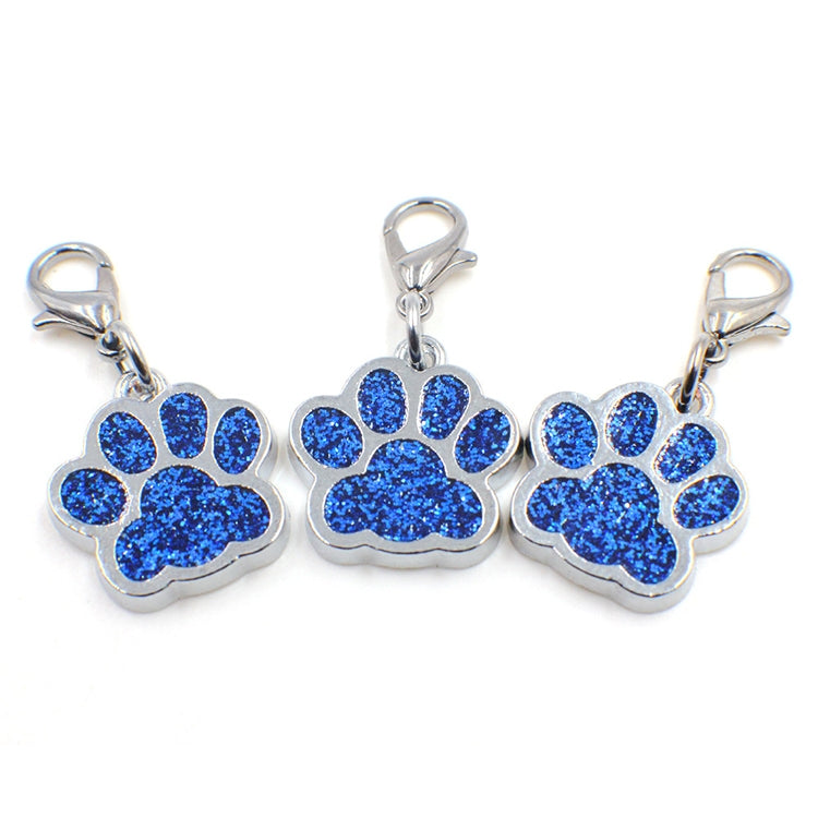 10 PCS Enamel Cat Dog Bear Paw Prints Key Chain Jewelry Making(Dark Blue)