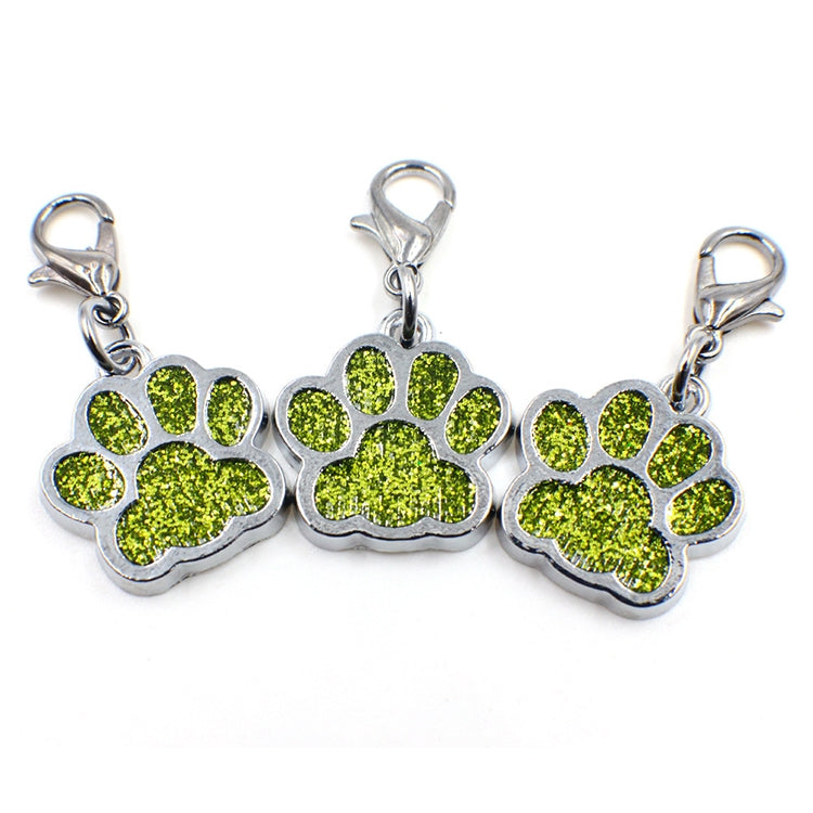 10 PCS Enamel Cat Dog Bear Paw Prints Key Chain Jewelry Making(Light Green)
