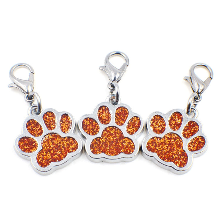10 PCS Enamel Cat Dog Bear Paw Prints Key Chain Jewelry Making(Orange)