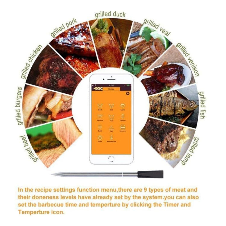 BBQ Kitchen Wireless Bluetooth Smart Food Oven Thermometer - free shipping - PMC Jewellery - Order now!