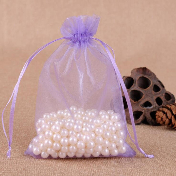 100 PCS Gift Bags Jewelry Organza Bag Wedding Birthday Party Drawable Pouches, Gift Bag Size:10x15cm(Light Purple)