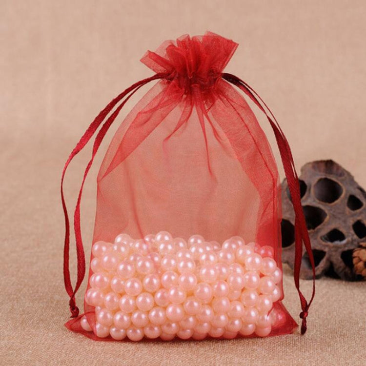 100 PCS Gift Bags Jewelry Organza Bag Wedding Birthday Party Drawable Pouches, Gift Bag Size:16X22cm(Wine Red)