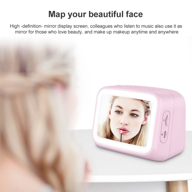 AEC BT-511 Mini LED HD Mirror Bluetooth Speaker, Support 32GB TF Card & 3.5mm AUX & Dual Alarm Clock & Real-time Temperature & Hands-free Calling(Pink) - free shipping - PMC Jewellery - Order now!