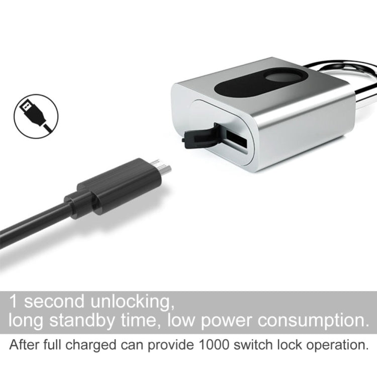 USB Rechargeable Door Lock Fingerprint Padlock Quick Unlock Security Keyless Smart Metal Lock - Padlocks by PMC Jewellery | Online Shopping South Africa | PMC Jewellery | Buy Now Pay Later Mobicred