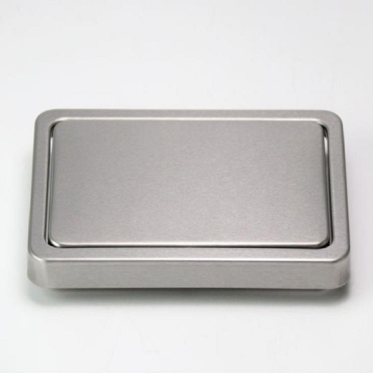 Embedded Type Stainless Steel Swing Cover Flip Kitchen Countertop Trash Can Lid Cap, Size:Square 16.2x22.7cm(Silver)