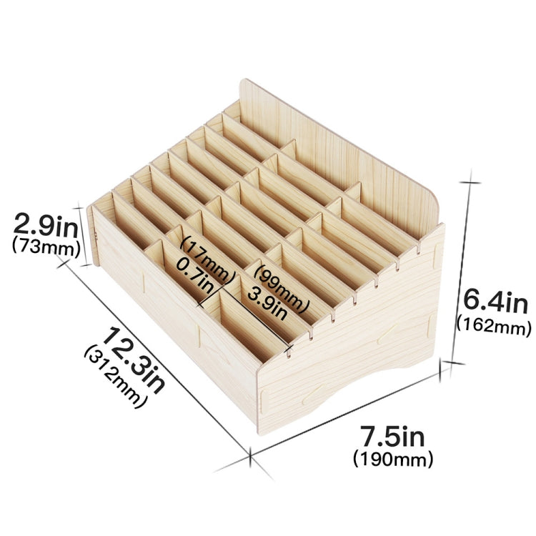 White Oak 24 Grid Wooden Conference Classroom Mobile Phone Organizer Desktop Storage Box