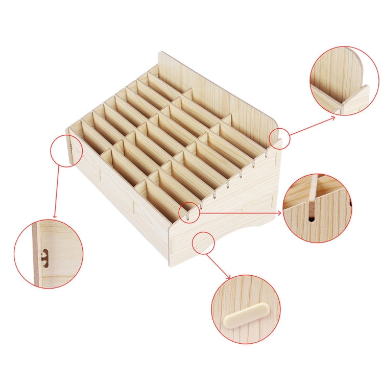 White Oak 24 Grid Wooden Conference Classroom Mobile Phone Organizer Desktop Storage Box