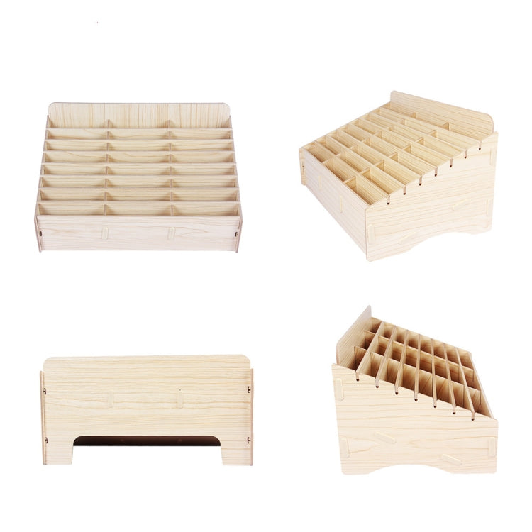 White Oak 24 Grid Wooden Conference Classroom Mobile Phone Organizer Desktop Storage Box