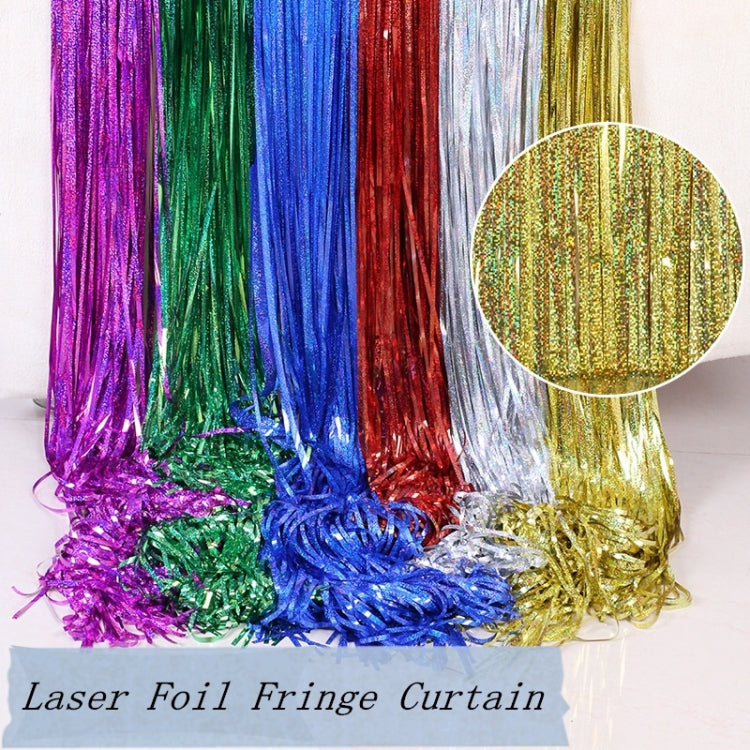2 PCS Laser Rain Tinsel Foil Curtain Birthday Party Decoration Tassel Wall, Size:1x2.5m(Silver)