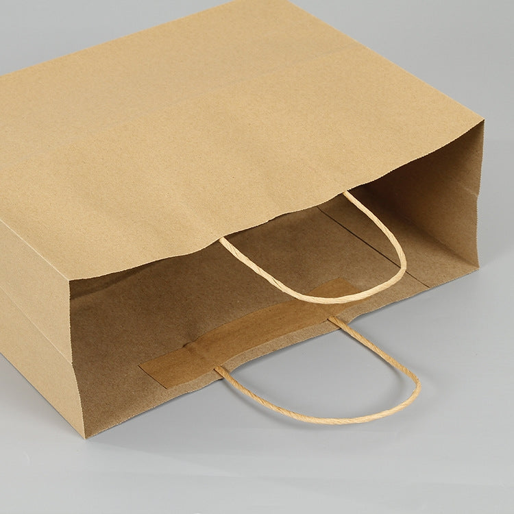 10 PCS Elegant Kraft Paper Bag With Handles for Wedding/Birthday Party/Jewelry/Clothes, Size:32x25x11cm(Yellow Kraft)