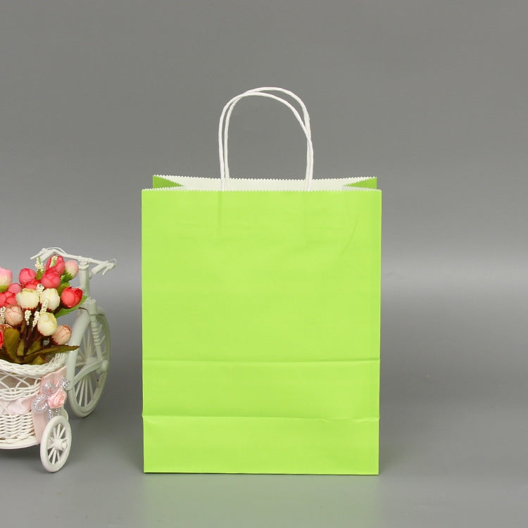 10 PCS Elegant Kraft Paper Bag With Handles for Wedding/Birthday Party/Jewelry/Clothes, Size:42x31x12cm(Light Green)