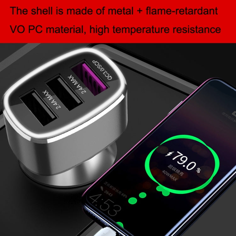QIAKEY GT680 3 USB Ports Fast Charge Car Charger(Black) - free shipping - PMC Jewellery - Order now!
