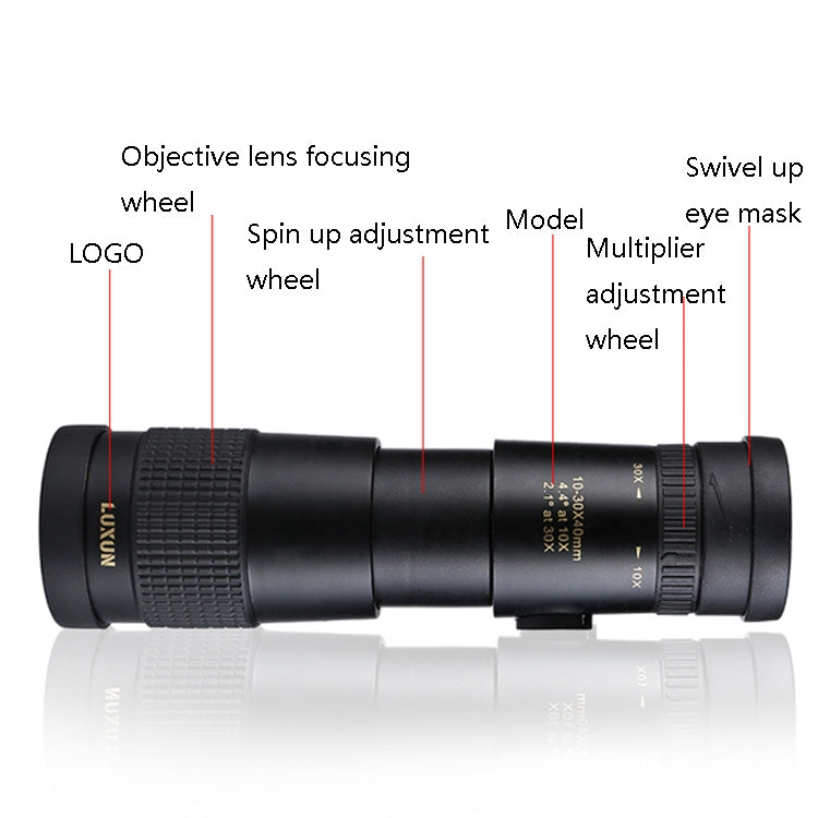 LUXUN 10-30x40 Single-Cylinder HD High-Power Telescope Mobile Phone Mini Telescope(Telescope & Phone Clip & Tripod) - free shipping - PMC Jewellery - Order now!