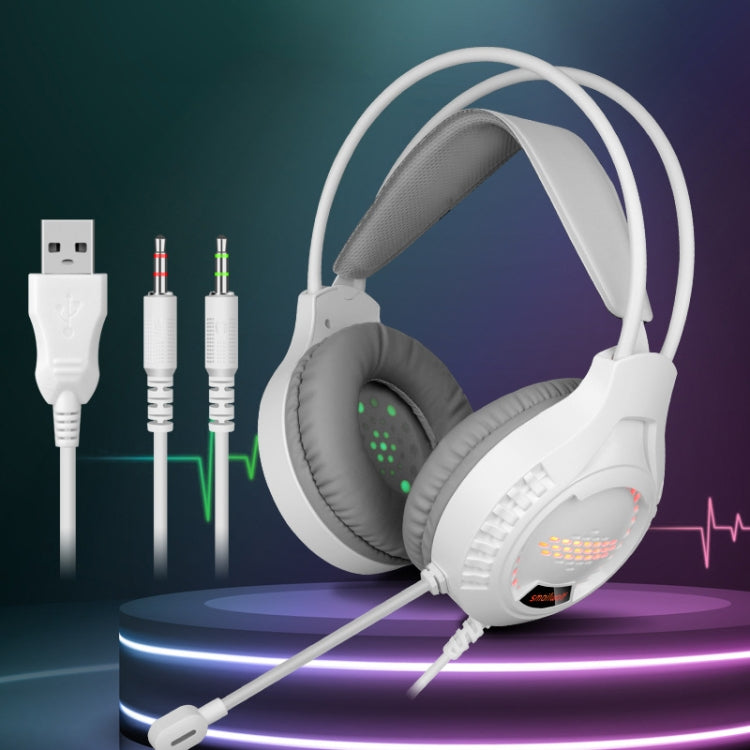 Smailwolf AK3 3.5mm Double Plug Version Game Wired Luminous Desktop Computer Headset(White) - free shipping - PMC Jewellery - Order now!