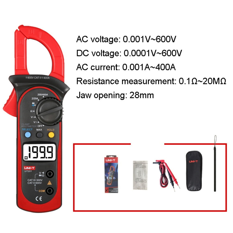 UNI-T UT201 400A Digital Clamp Multimeter AC/DC Voltage Detector