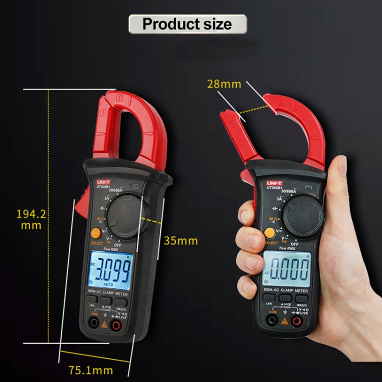 UNI-T UT200A+ 400A Digital Clamp Multimeter AC/DC Voltage Detector Frequency Resistance Tester