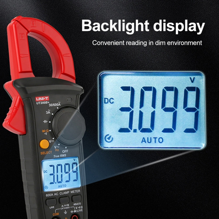 UNI-T UT200B+ 600A Digital Clamp Multimeter AC/DC Voltage Detector Frequency Resistance Tester