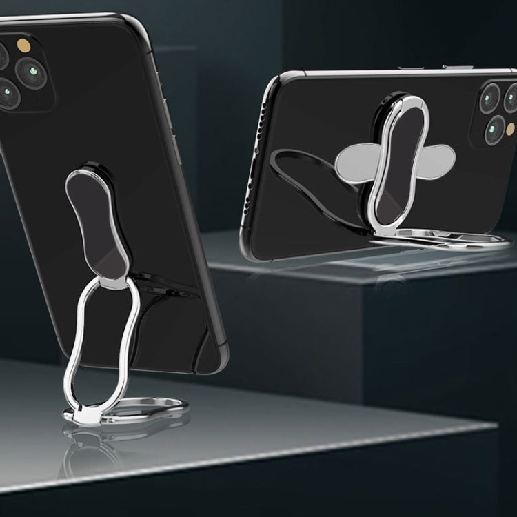 Metal Car Mobile Phone Folding Bracket Ring Buckle Paste Bracket,Style: Square(Black) - Ring Holder by PMC TechLife | Online Shopping South Africa | PMC TechLife