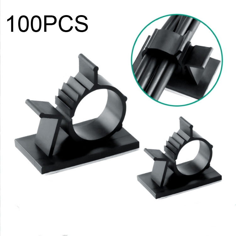 100 PCS Y-2225 Adjustable Self-Adhesive Wire Fixing Cable Organizer (Black)