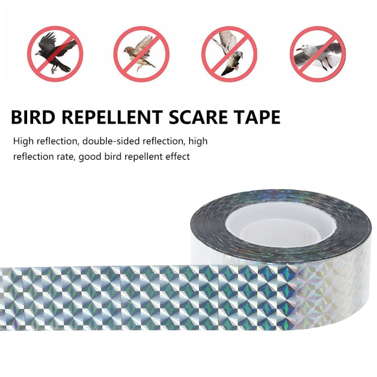 2rolls 4.8 x 50m Double-sided Bird Repeller Ribbon Anti Bird Tape Flashing Reflective Bird Repellent(Laser Frid)