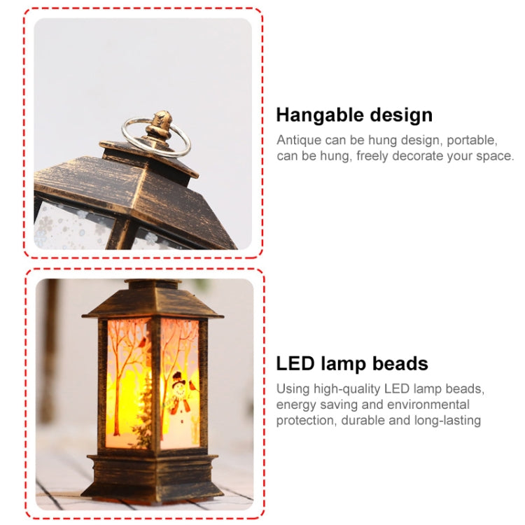Christmas Flame Lantern Christmas Decoration LED Luminous Ornament Candlestick Lamp, Size: Large 77 x 77 x 195mm(Red Santa)